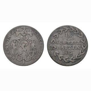 Graubünden 1/2 Batzen 1812 Kantonsmünze