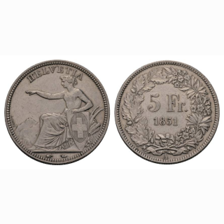 Schweiz 5 Franken 1851 A Sitzende Helvetia