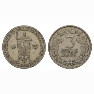 Deutschland 3 Reichsmark  1925 A Reihnlande