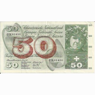 50 Franken Note Apfelernte 1973  gebraucht+