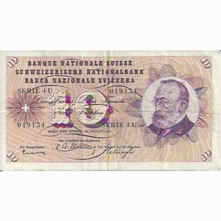 10 Franken Note Keller1955 gebraucht