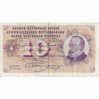 10 Franken Note Keller1955 gebraucht