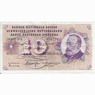 10 Franken Note Keller1963 gebraucht