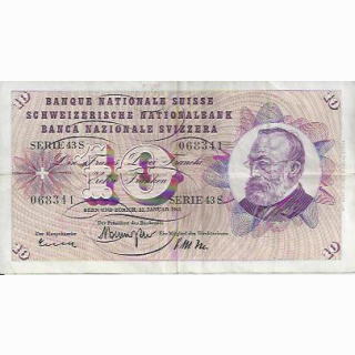 10 Franken Note Keller1965 gebraucht
