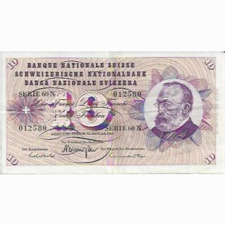 10 Franken Note Keller1969 gebraucht