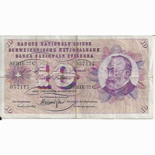 10 Franken Note Keller1972 stark gebraucht