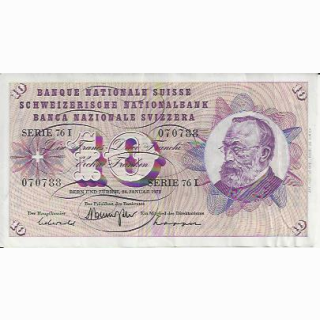 10 Franken Note Keller1972 gebraucht +