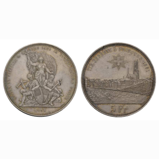Schweiz 5 Franken 1881 Freiburg Schützentaler