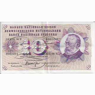 10 Franken Note Keller1974 wenig gebraucht