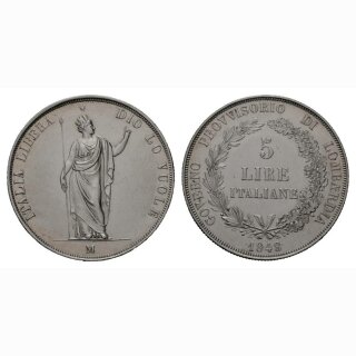 Italien  5 Lire  1848 Italia Libera