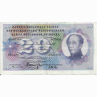 20 Franken Note Dufour 1959 gebraucht (Rand)