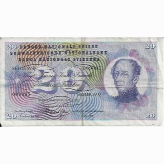 20 Franken Note Dufour 1968 gebraucht