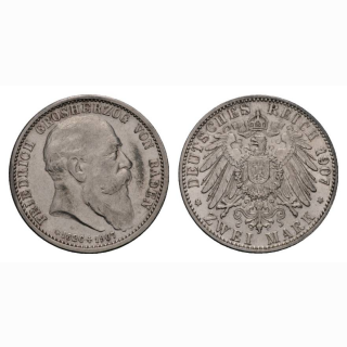 Deutschland Baden 2 Mark 1907 Friedrich I