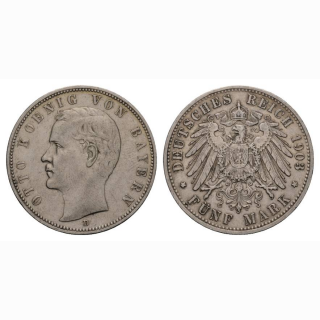 Deutschland Bayern 5 Mark 1903 D Otto