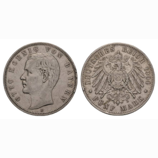 Deutschland Bayern 5 Mark 1904 D Otto