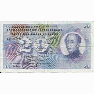 20 Franken Note Dufour 1967 gebraucht
