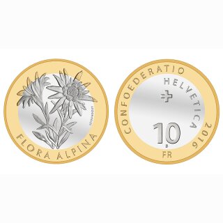 Schweiz 10 Franken 2016 B Alpen Edelweiss