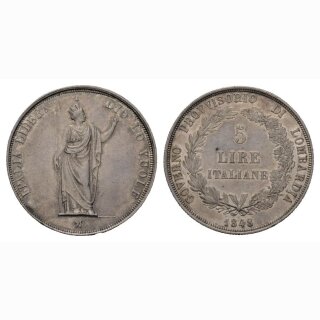 Italien  5 Lire 1848 M