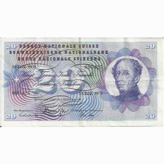 20 Franken Note Dufour 1974 gebraucht
