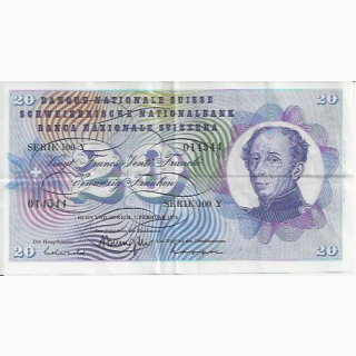 20 Franken Note Dufour 1974 gebraucht