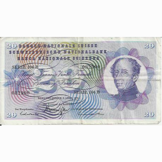 20 Franken Note Dufour 1976 gebraucht