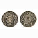 Schweiz 5 Rappen 1876 B Helvetia