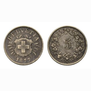 Schweiz 5 Rappen 1877 B Helvetia