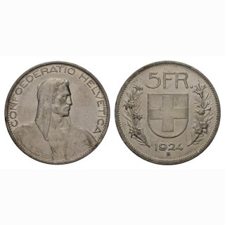 Schweiz 5 Franken 1924 B Helvetia