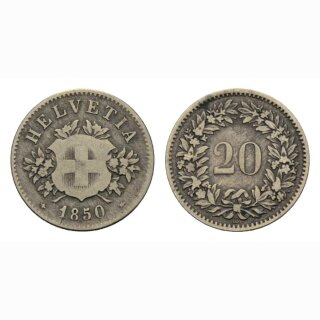 Schweiz 20 Rappen 1850 BB Helvetia