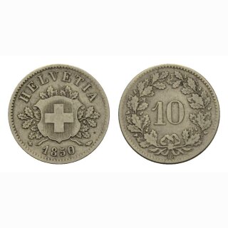 Schweiz 10 Rappen 1850 BB Helvetia