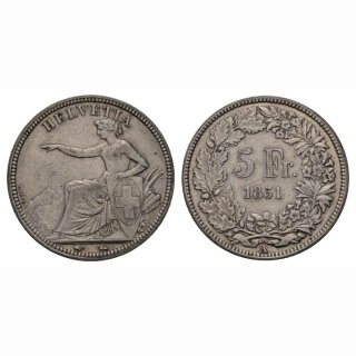 Schweiz 5 Franken 1851 A Sitzende Helvetia