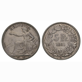 Schweiz 5 Franken 1851 A Sitzende Helvetia