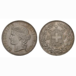 Schweiz 5 Franken 1888 B Frauenkopf
