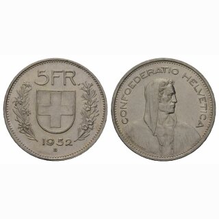 Schweiz 5 Franken 1952 B