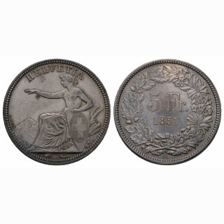 Schweiz 5 Franken 1851 A Sitzende Helvetia