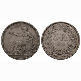 Schweiz 5 Franken 1874 B Sitzende Helvetia