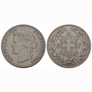 Schweiz 5 Franken 1889 B Frauenkopf