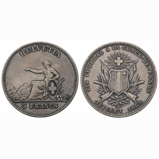 Schweiz 5 Franken 1863 La Chaux de Fonds