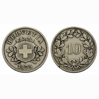 Schweiz 10 Rappen 1875 B Helvetia