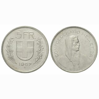 Schweiz 5 Franken 1967 B Abart 3 Sterne Dominus