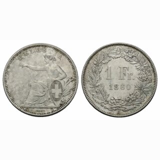 Schweiz 1 Franken  1860 B
