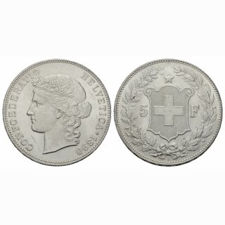 Schweiz 5 Franken 1890 B Frauenkopf