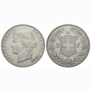 Schweiz 5 Franken 1895 B Frauenkopf