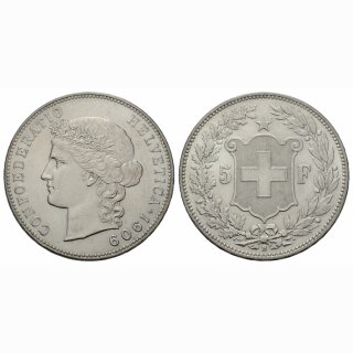 Schweiz 5 Franken 1909 B Frauenkopf