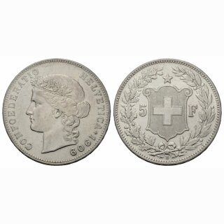 Schweiz 5 Franken 1909 B Frauenkopf