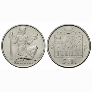 Schweiz 5 Franken 1936 B  Wehranleihe