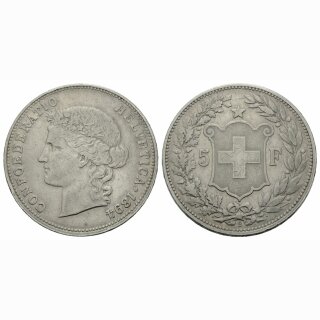 Schweiz 5 Franken 1894 B Frauenkopf