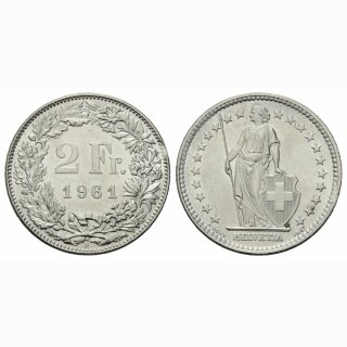 Schweiz 2 Franken 1961 B Abart