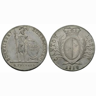 Luzern 4 Franken 1814 3 Blätriger Rand