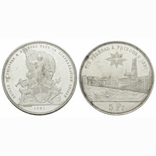 Schweiz 5 Franken 1881 Freiburg Schützentaler